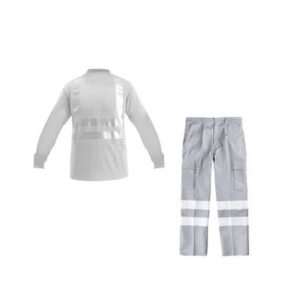 conjunto de dril trabajo con cinta reflectiva plomo